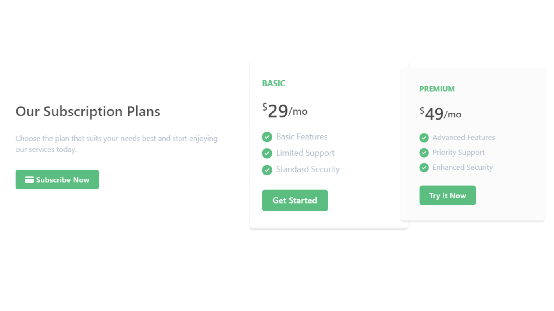 Flexible website Pricing  code snippet | component